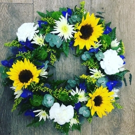 Whites, yellow & Blue Wreath